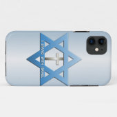 私はイスラエル共和国のキリスト教の十字のダビデの星と立ちます Case-Mate iPhoneケース (裏面(横))