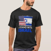 私はイスラエル米国国旗の愛国的おもしろい贈り物と共に立つ Tシャツ (正面)
