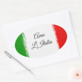 私はイタリアが大好き。イタリア国旗。楕円ステッカー 楕円形シール (封筒)