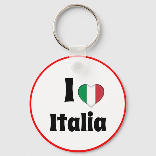 私はイタリアとイタリアンハートが大好き – 旅行/スポーツ キーホルダー (正面)