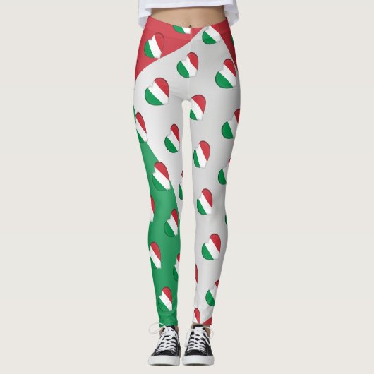 私はイタリアのイタリアンなハートパターンを愛します レギンス (正面)