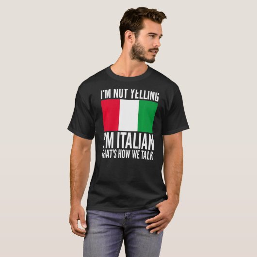 私はイタリアをテーマにした叫びイタリアンはし笑わされるない Tシャツ (正面フル)