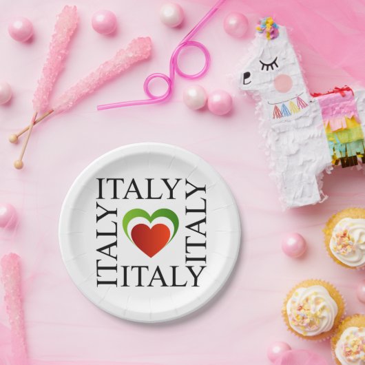 私はイタリアンな旗色のイタリアを愛します ペーパープレート (パーティー)