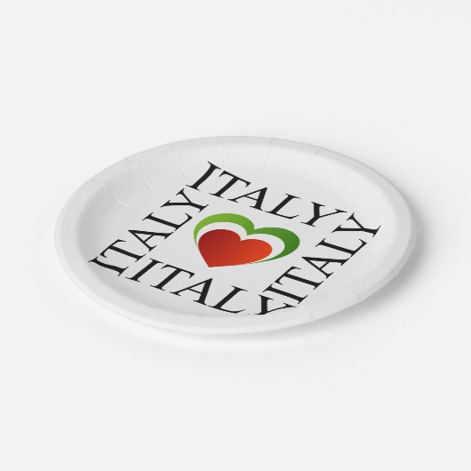 私はイタリアンな旗色のイタリアを愛します ペーパープレート (アングル)