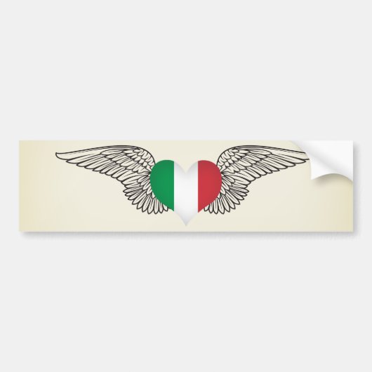 私はイタリア-翼--を愛します バンパーステッカー (正面)