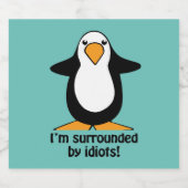 私はイチオペンギンに囲まれユーモアのあるる ビールラベル (シングルラベル)