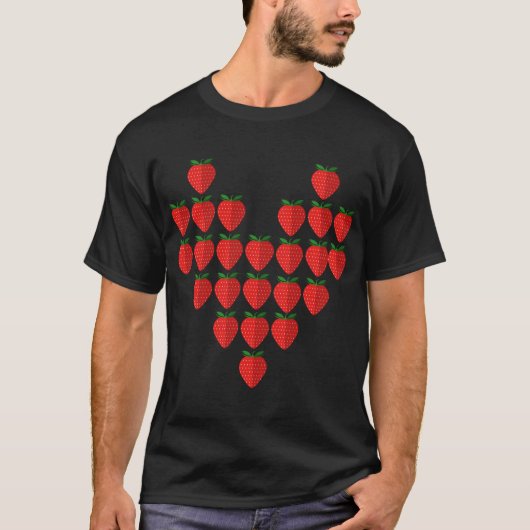 私はイチゴのベリーハートフルーツアートが大好き Tシャツ (正面)