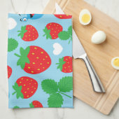 私はイチゴの継ぎ目のないパターンが大好き キッチンタオル (四つ折り)