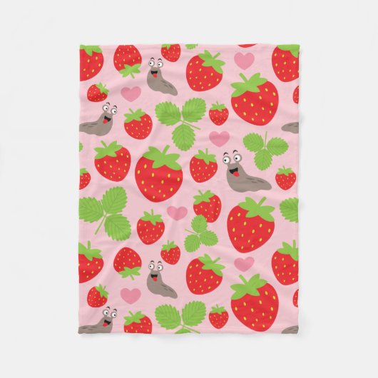 私はイチゴの継ぎ目のないパターンが大好き フリースブランケット (正面)
