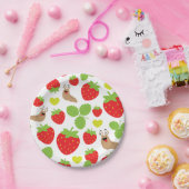 私はイチゴの継ぎ目のないパターンが大好き ペーパープレート (パーティー)