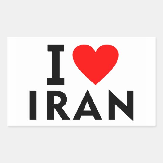 私はイランの国のようにハート旅行観光シンブが大好き 長方形シール (正面)