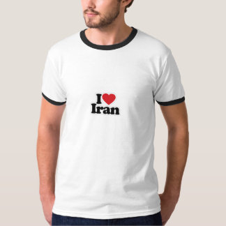 私はイランの男性白くか黒い基本的な信号器のTシャツを愛します Tシャツ