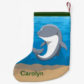 私はイルカのかわいいBottlenoseを愛します スモールクリスマスストッキング (裏面)