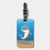 私はイルカのかわいいBottlenoseを愛します ラゲッジタグ (正面縦)