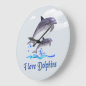 私はイルカの時計が大好きです ラージ壁時計 (傾斜)