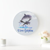 私はイルカの時計が大好きです ラージ壁時計 (ホーム)