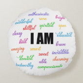 私はインスピレーション前向き、宗教、キリスト教徒だ ラウンドクッション (裏面)