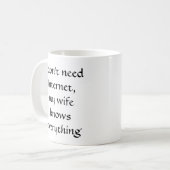 私はインターネットを必要としない、私の妻は全てを知っている コーヒーマグカップ (正面左)