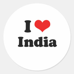 私はインドのTシャツを愛します ラウンドシール