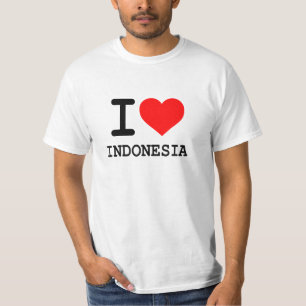 私はインドネシア-白いTシャツ--を愛します Tシャツ