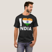 私はインドハート旗を愛する Tシャツ (正面フル)