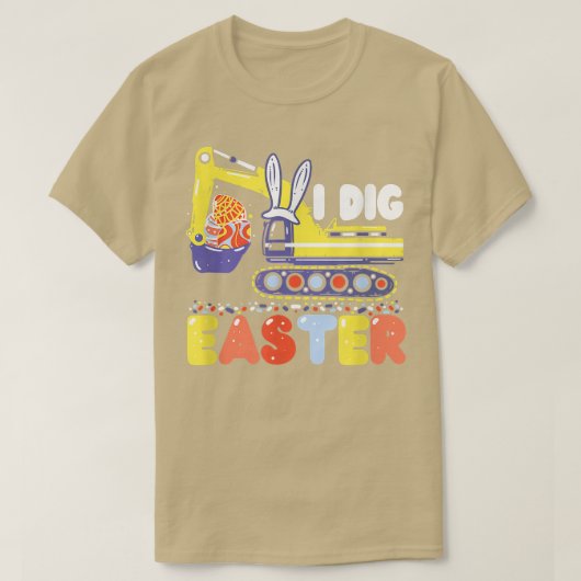 私はイースターディガー可愛いバニーEcavator少年たち子供を掘る Tシャツ (デザイン正面)
