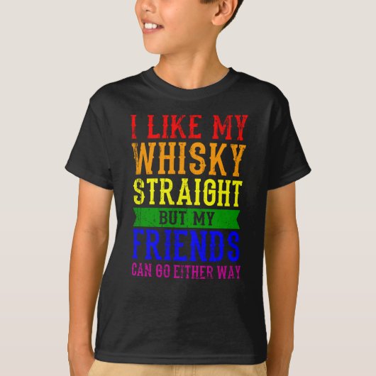 私はウィスキー·ストレートLGBTプライド·モンスLGBTQが好きです Tシャツ (正面)