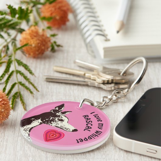 私はウィペットのキーチェーンが大好き キーホルダー (正面右)