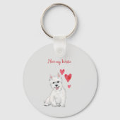 私はウェスティウェストパーソナライズされたハイランドドッグが大好き キーホルダー (裏面)