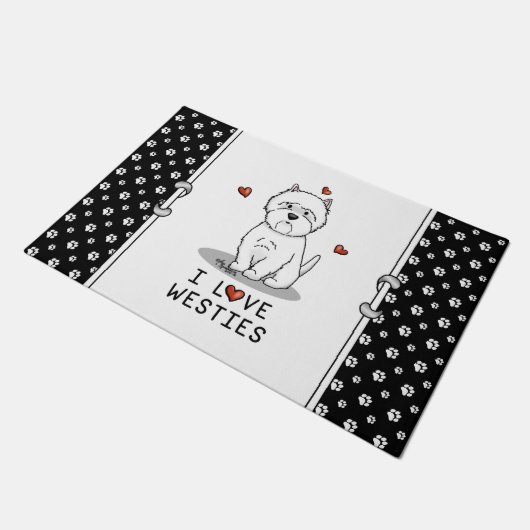 私はウェスティーズが大好き – 西ハイランドホワイトテリア ドアマット (アングル)