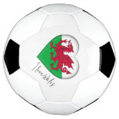 私はウェールズ国旗の色ハートサッカーボールが大好き サッカーボール (回転)