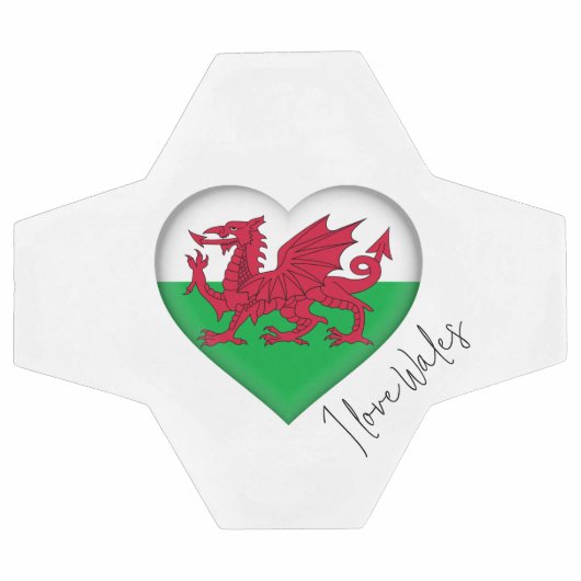 私はウェールズ国旗の色ハートサッカーボールが大好き サッカーボール (フラット)