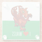 私はウェールズ国旗リトルウェルシュレッド・ドラゴン漫画が大好き ガラスコースター (裏面)