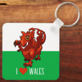 私はウェールズ国旗リトルウェルシュレッド・ドラゴン漫画が大好き キーホルダー (裏面)