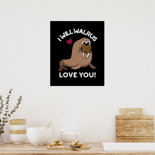 私はウォレス愛してあおもしろいなたの動物プンダーク ポスター (キッチン)