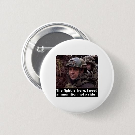 私はウクライナと立ち、私はゼレンスキーと立つ 缶バッジ (正面&裏面)