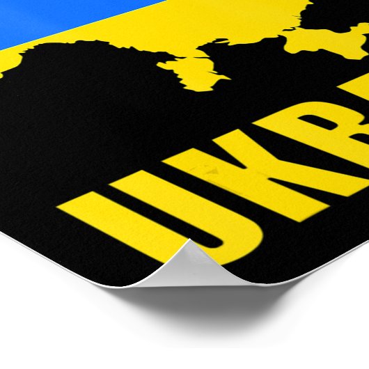 私はウクライナの地図とウクライナ国旗を掲げる ポスター (角)