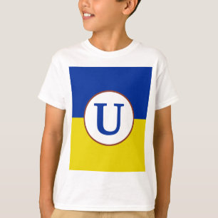 私はウクライナの青い黄色の国旗のモノグラムで立つ Tシャツ