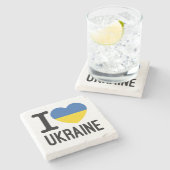 私はウクライナハート国旗が大好き ストーンコースター (横)