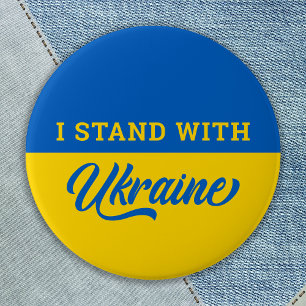 私はウクライナブルー黄旗ウクラニアと立つ 缶バッジ