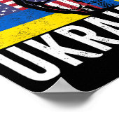 私はウクライナ国旗のアメリカ国旗のサポート英国と共に立つ ポスター (角)