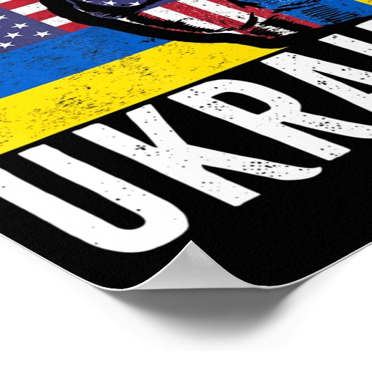 私はウクライナ国旗のアメリカ国旗のサポート英国と共に立つ ポスター (角)