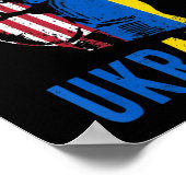 私はウクライナ国旗のアメリカ国旗のサポート英国と共に立つ ポスター (角)