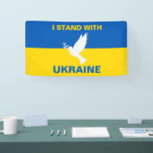 私はウクライナ国旗のドーブ平和に立つ 横断幕 (トレードショー)