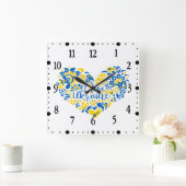 私はウクライナ感動的引用文ハート スクエア壁時計 (ホーム)