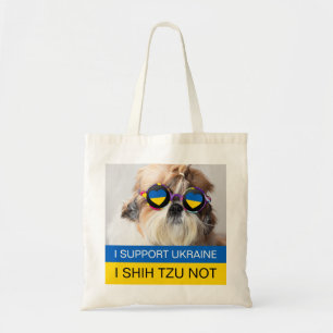 私はウクライナIシーズー（犬）Tzu Notハートフラグをサポート トートバッグ