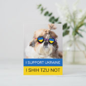 私はウクライナIシーズー(犬)Tzu Notハートフラグをサポート ポストカード (スタンド正面)