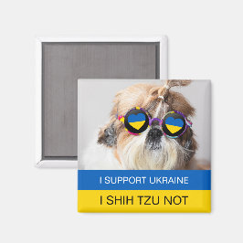 私はウクライナIシーズー（犬）Tzu Notハートフラグをサポート マグネット