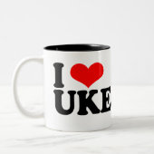 私はウクレレ・マグを愛する ツートーンマグカップ (左)