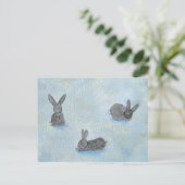 私はウサギのおもしろいユニークアートの夢を見る絵画 ポストカード (スタンド正面)